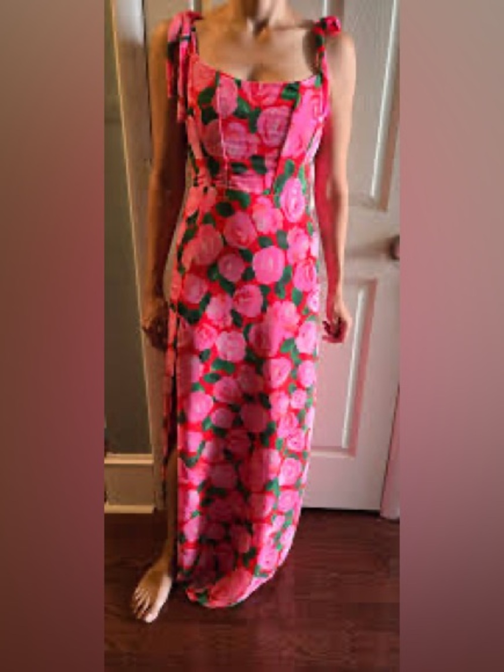 Anthro Show Me Your MuMu Pink Rose-Print Maxi Dress - Used Excellent Condition - Picture 5 of 5